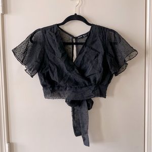 SHEIN cropped black blouse, size 2 or XS